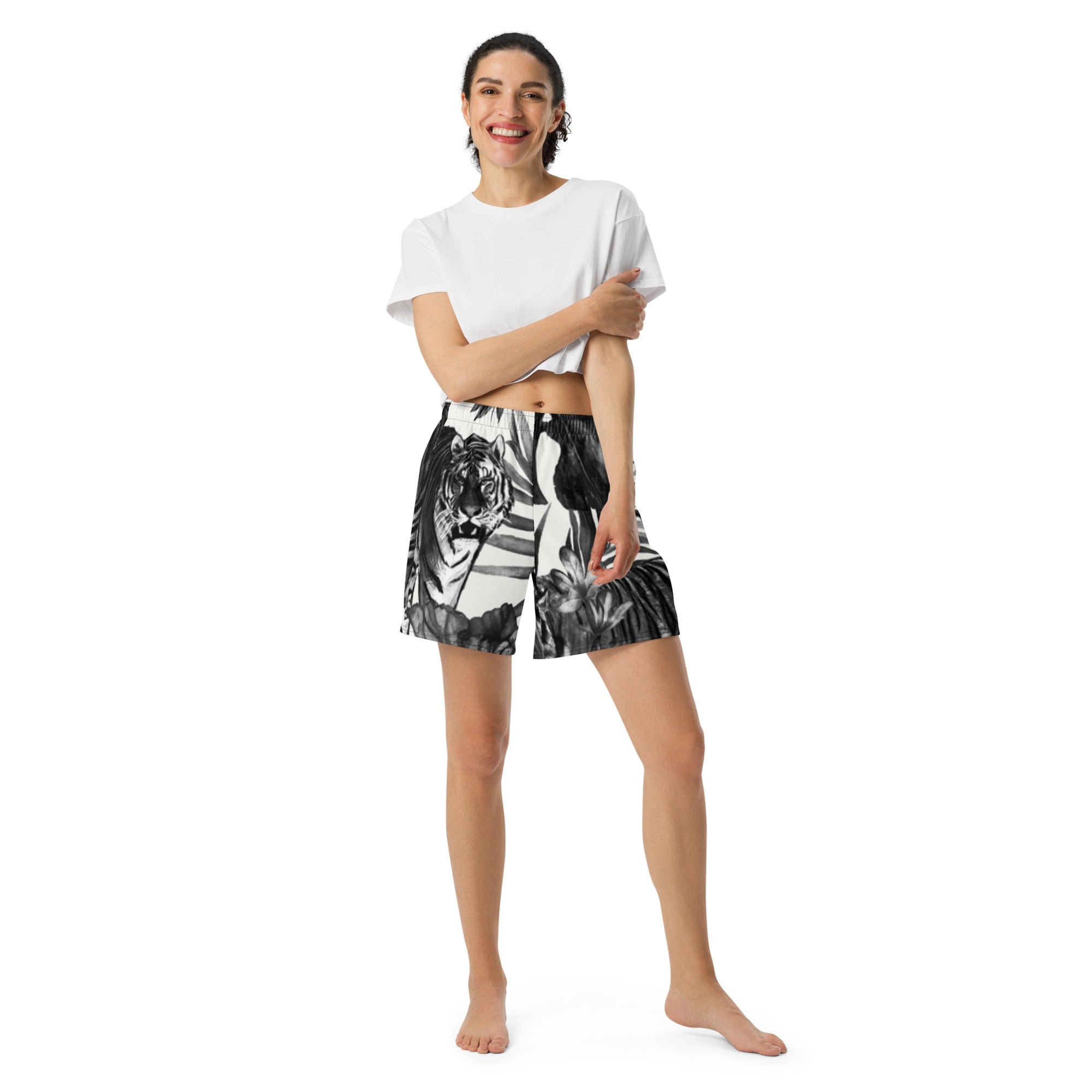 Lange Sport-Shorts Unisex – Recycelt, UPF50+, Allover-Druck | Melivero Melivero