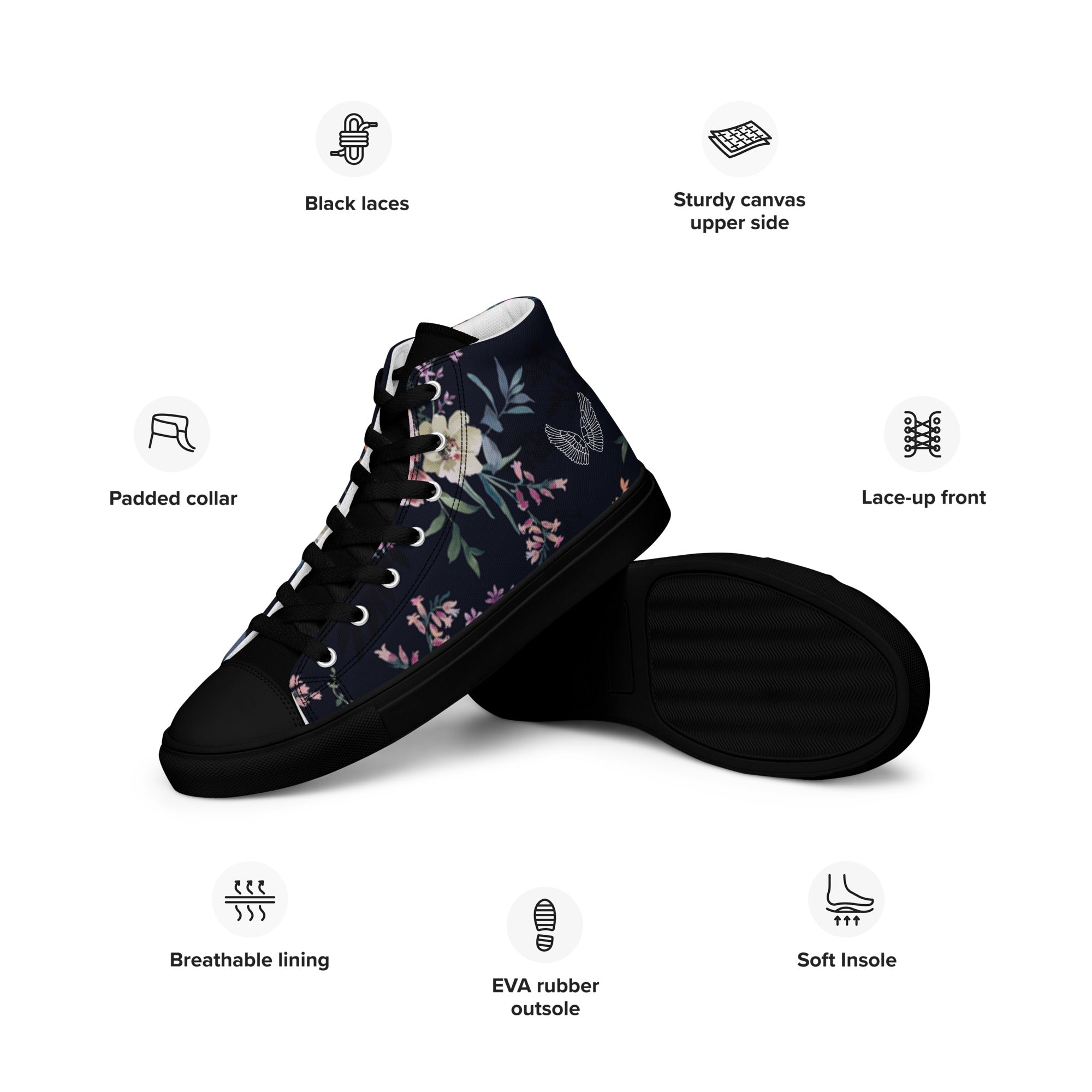 Melivero High-Top Sneaker Unisex – Canvas Leinenschuhe | Schwarz Weiß | EU 37,5–47,5 Melivero