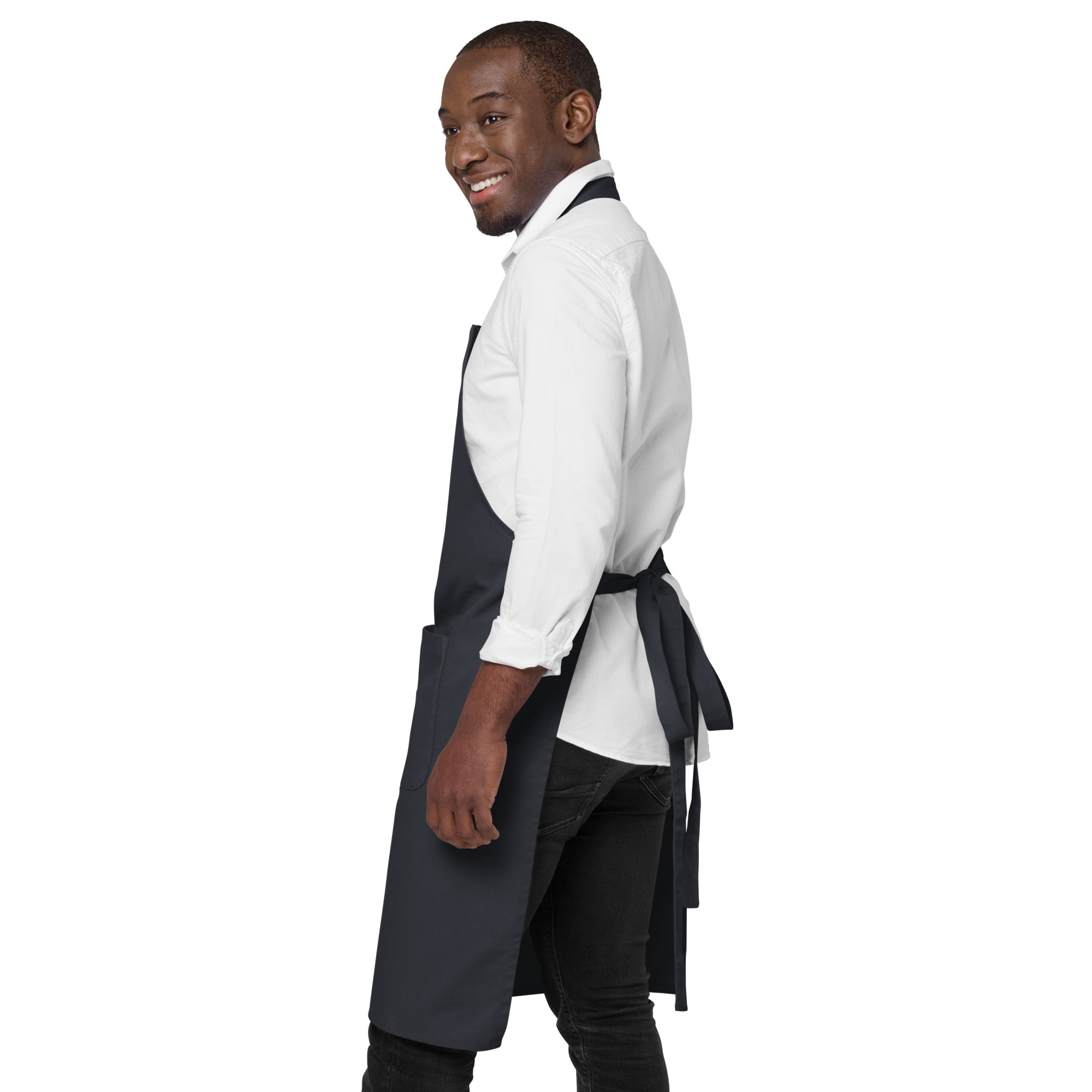 Bio-Baumwolle Küchenschürze mit Tasche – Schwarz & Navy | Melivero Melivero