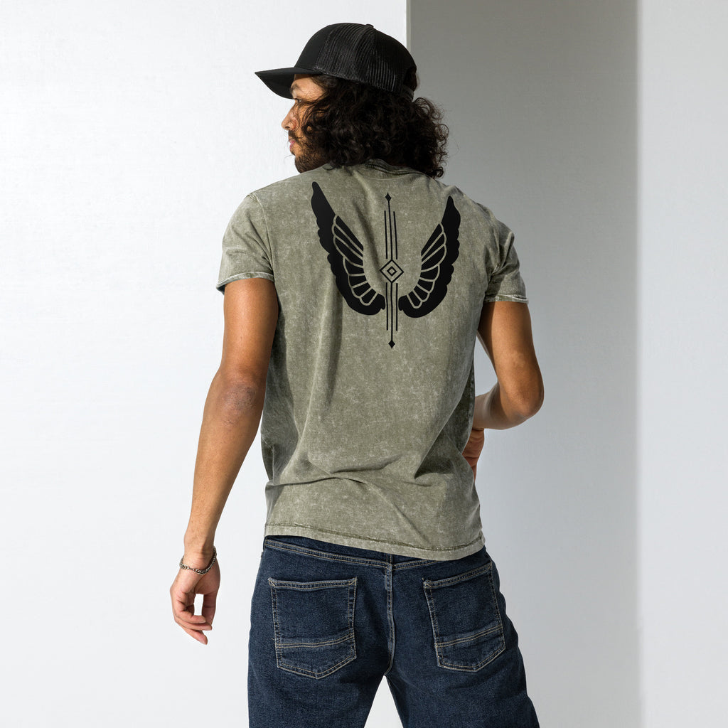 Unisex Denim T-Shirt – Garnet Red, Army Green & Denim Blue | Melivero Melivero