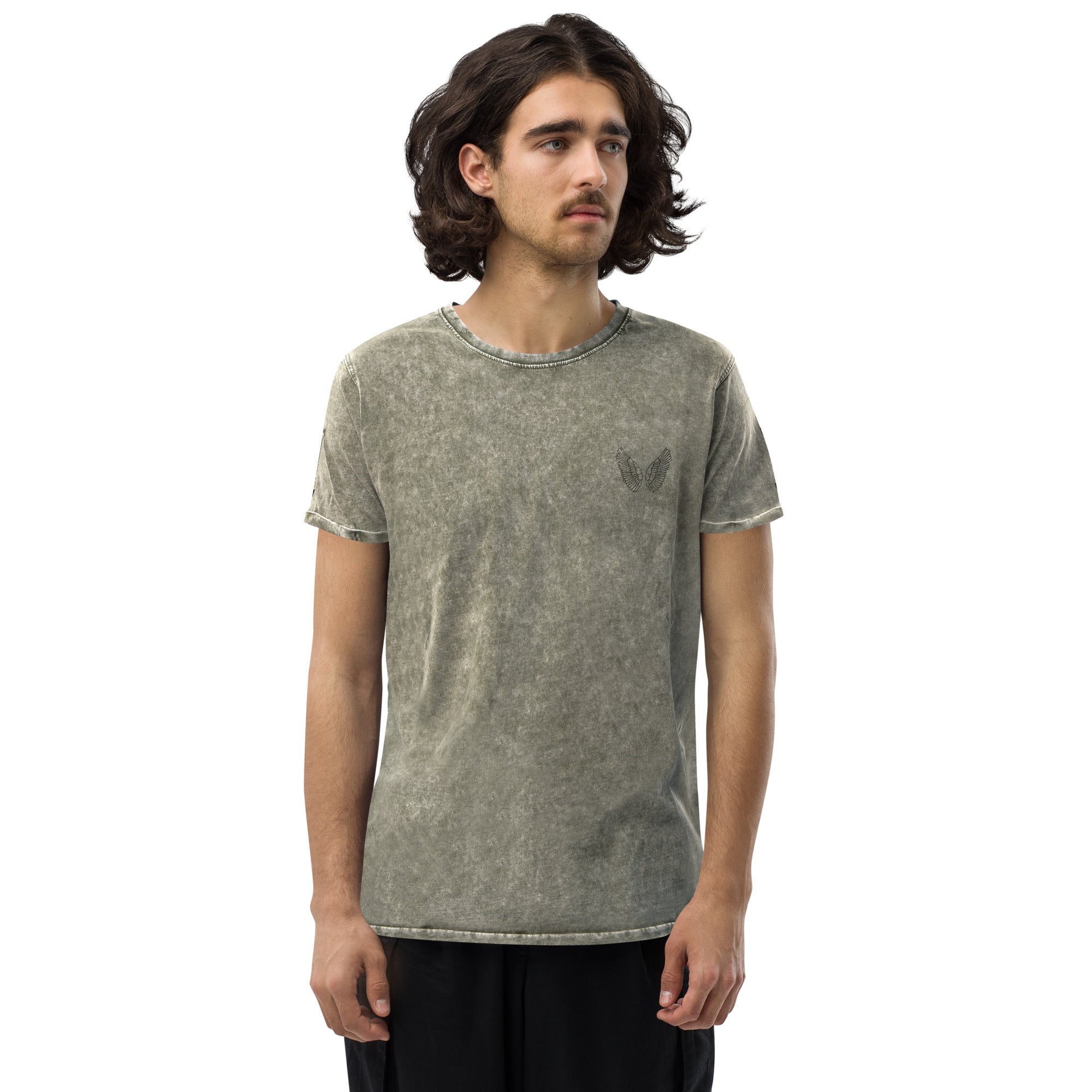 Unisex Denim T-Shirt – Garnet Red, Army Green & Denim Blue | Melivero Melivero