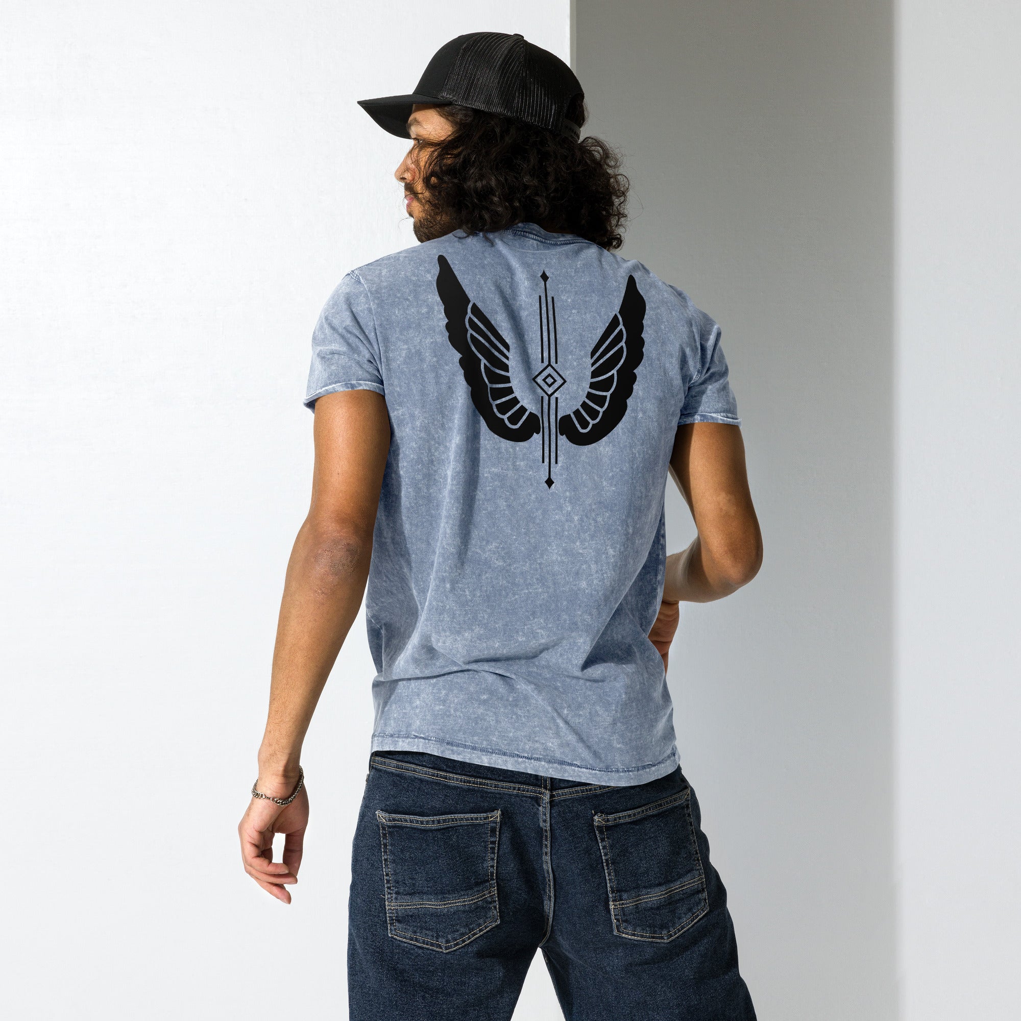 Unisex Denim T-Shirt – Garnet Red, Army Green & Denim Blue | Melivero Melivero