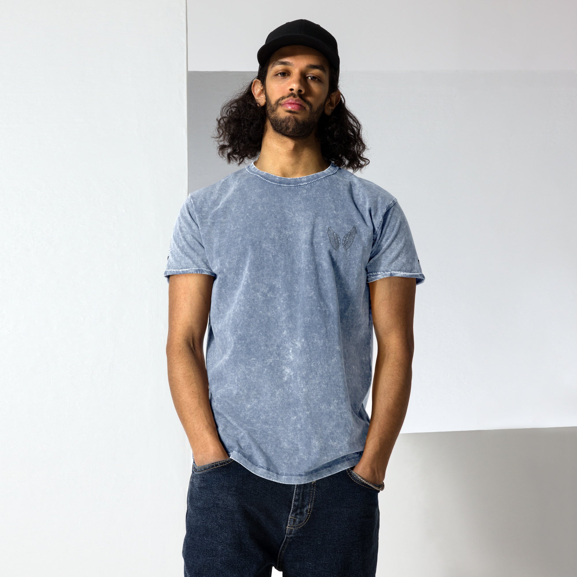 Unisex Denim T-Shirt – Garnet Red, Army Green & Denim Blue | Melivero Melivero