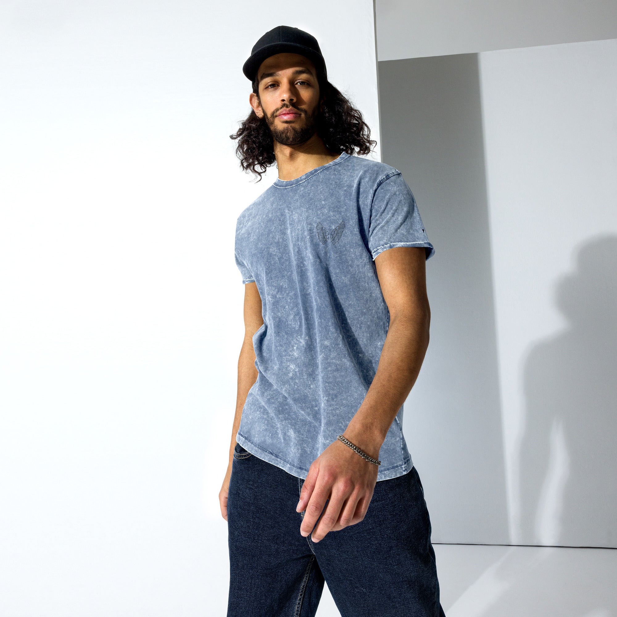 Unisex Denim T-Shirt – Garnet Red, Army Green & Denim Blue | Melivero Melivero