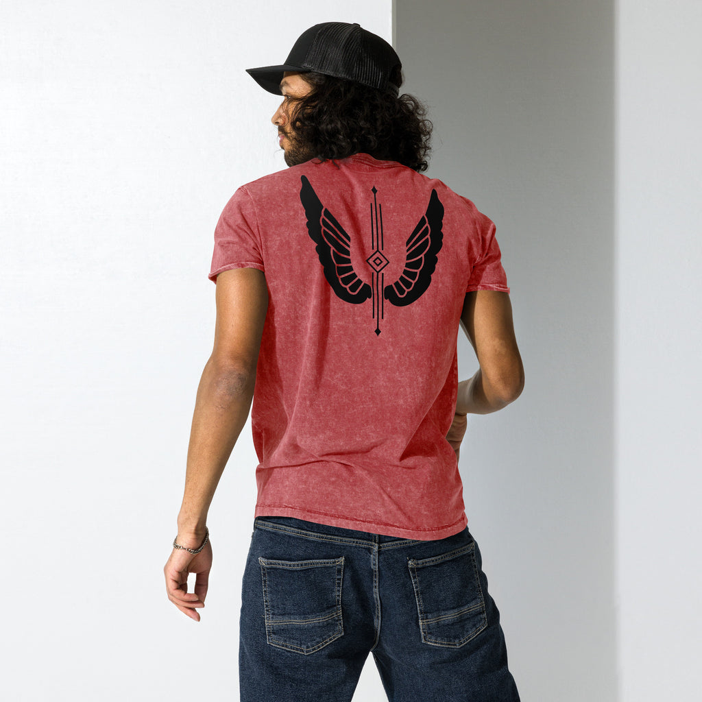 Unisex Denim T-Shirt – Garnet Red, Army Green & Denim Blue | Melivero Melivero