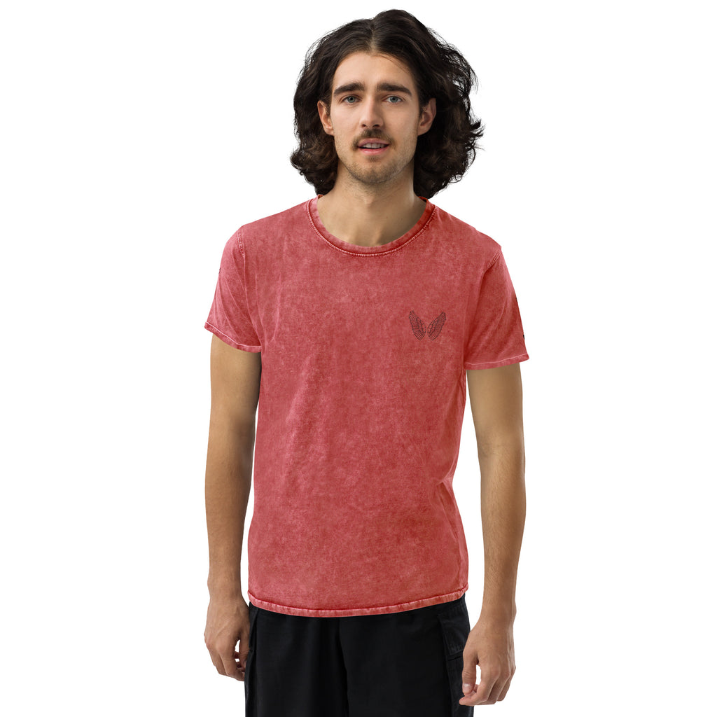 Unisex Denim T-Shirt – Garnet Red, Army Green & Denim Blue | Melivero Melivero