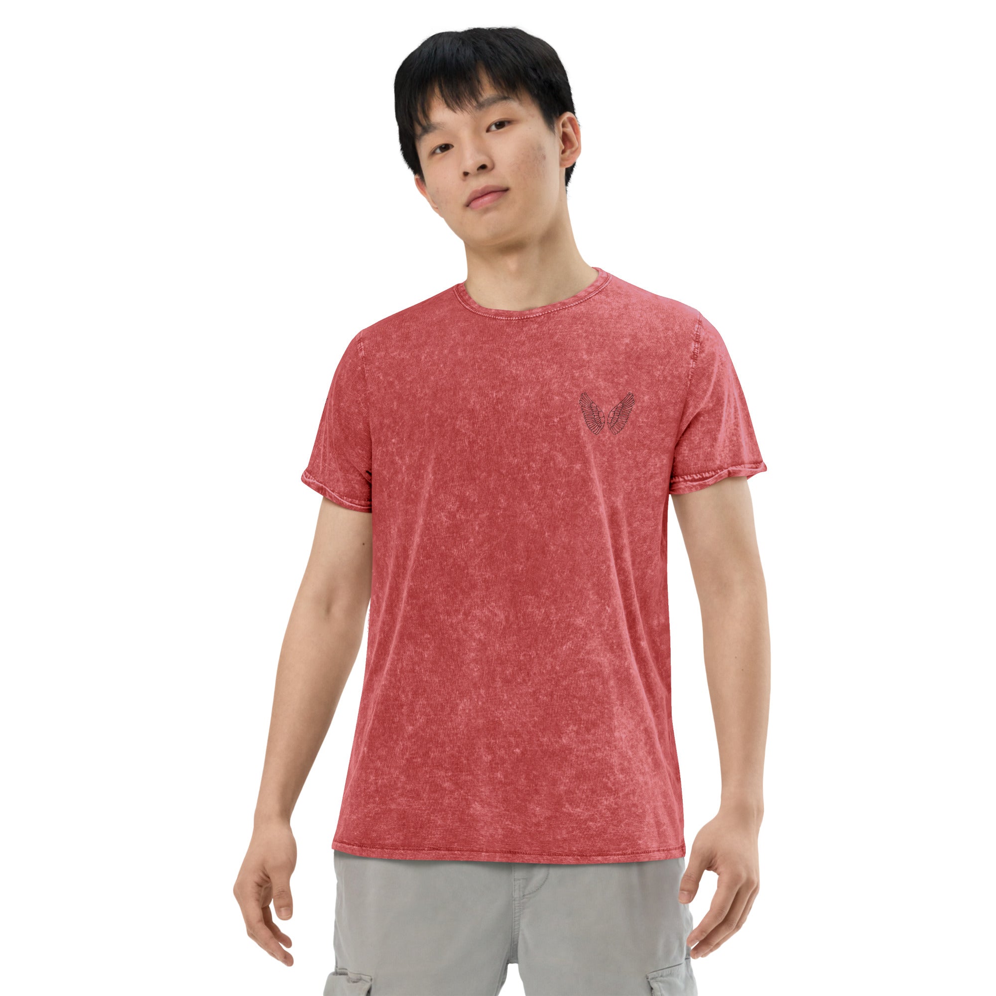 Unisex Denim T-Shirt – Garnet Red, Army Green & Denim Blue | Melivero Melivero