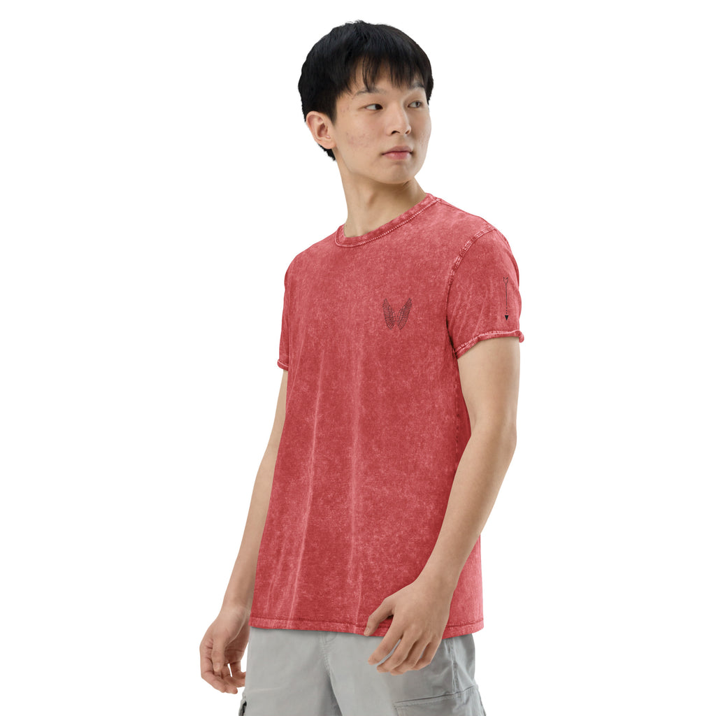Unisex Denim T-Shirt – Garnet Red, Army Green & Denim Blue | Melivero Melivero