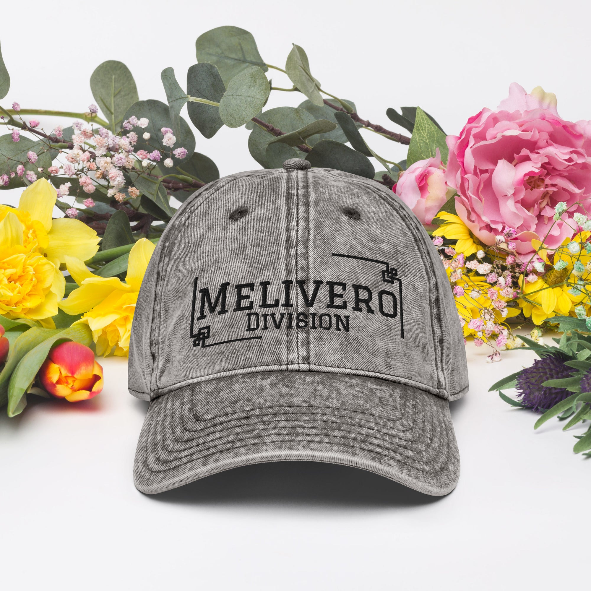 Vintage Cord Cap – Bestickte Baumwoll-Twill Cap mit Metallschnalle | Melivero Charcoal Grey Melivero